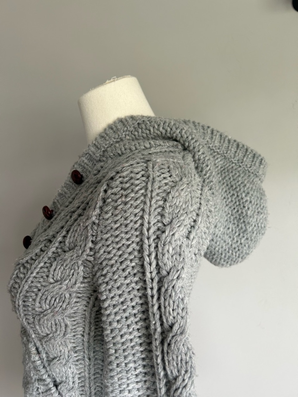 Hollister Vintage Y2k Grey Cable Knit Sweater Hoodie XS - Picture 4 of 8